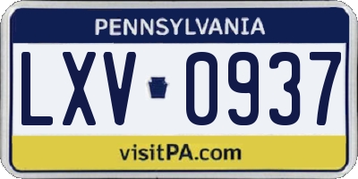 PA license plate LXV0937