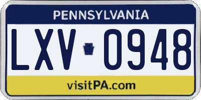PA license plate LXV0948