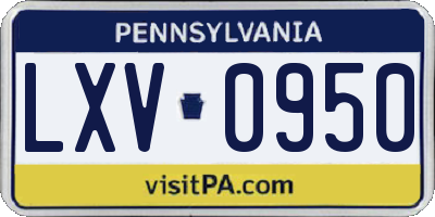 PA license plate LXV0950