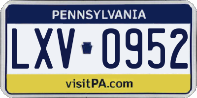 PA license plate LXV0952