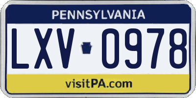 PA license plate LXV0978