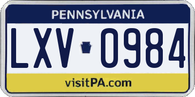 PA license plate LXV0984