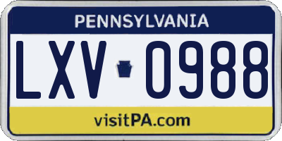 PA license plate LXV0988