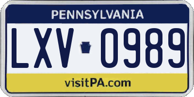 PA license plate LXV0989