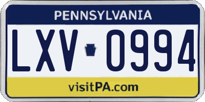 PA license plate LXV0994