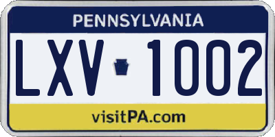 PA license plate LXV1002