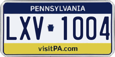 PA license plate LXV1004