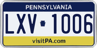 PA license plate LXV1006