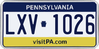 PA license plate LXV1026