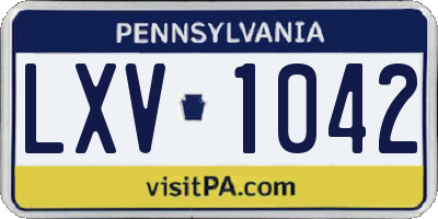 PA license plate LXV1042