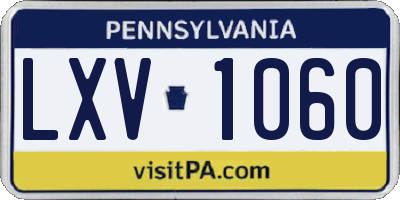 PA license plate LXV1060
