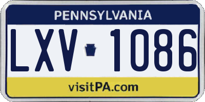 PA license plate LXV1086