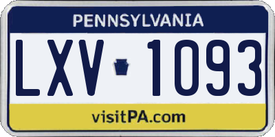 PA license plate LXV1093