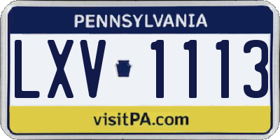 PA license plate LXV1113