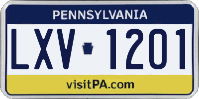 PA license plate LXV1201