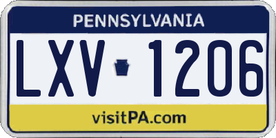 PA license plate LXV1206