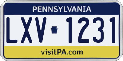 PA license plate LXV1231