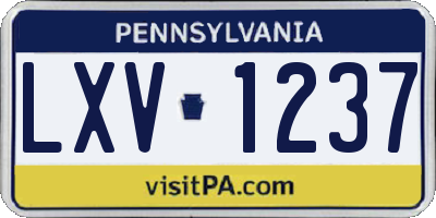 PA license plate LXV1237