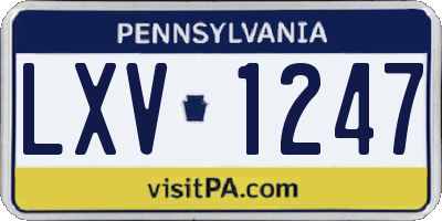 PA license plate LXV1247