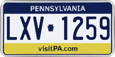 PA license plate LXV1259