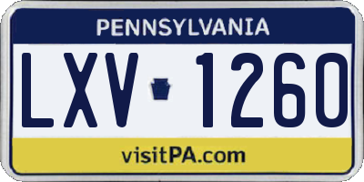 PA license plate LXV1260