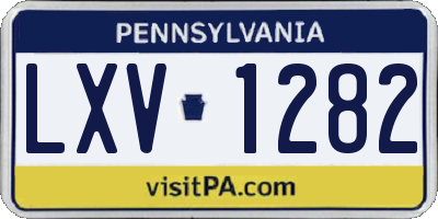 PA license plate LXV1282