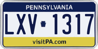 PA license plate LXV1317