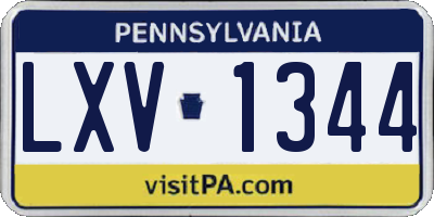 PA license plate LXV1344