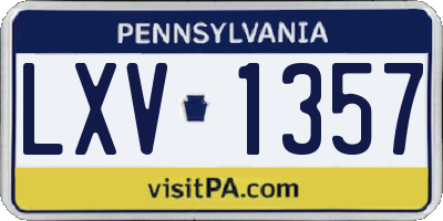 PA license plate LXV1357