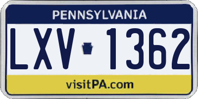 PA license plate LXV1362