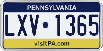 PA license plate LXV1365