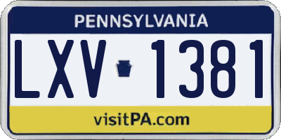 PA license plate LXV1381