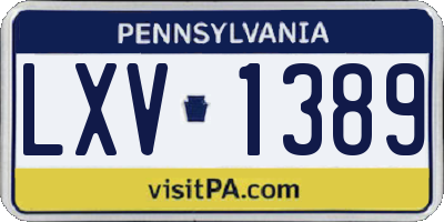 PA license plate LXV1389