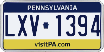 PA license plate LXV1394