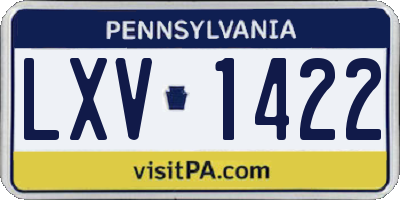 PA license plate LXV1422