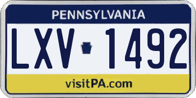 PA license plate LXV1492
