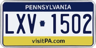 PA license plate LXV1502
