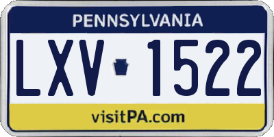 PA license plate LXV1522