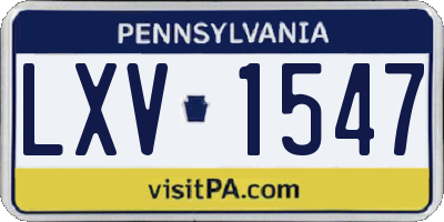 PA license plate LXV1547