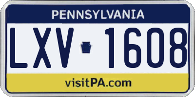 PA license plate LXV1608