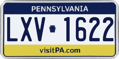PA license plate LXV1622