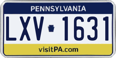 PA license plate LXV1631