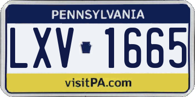 PA license plate LXV1665