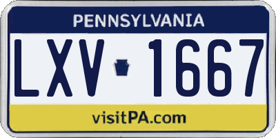 PA license plate LXV1667