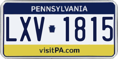 PA license plate LXV1815