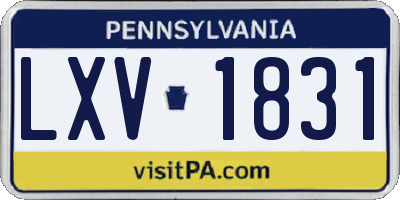 PA license plate LXV1831