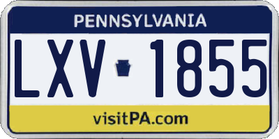 PA license plate LXV1855
