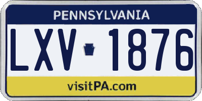 PA license plate LXV1876