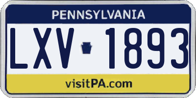 PA license plate LXV1893