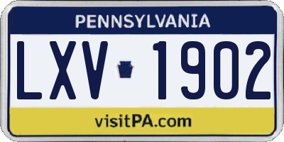 PA license plate LXV1902